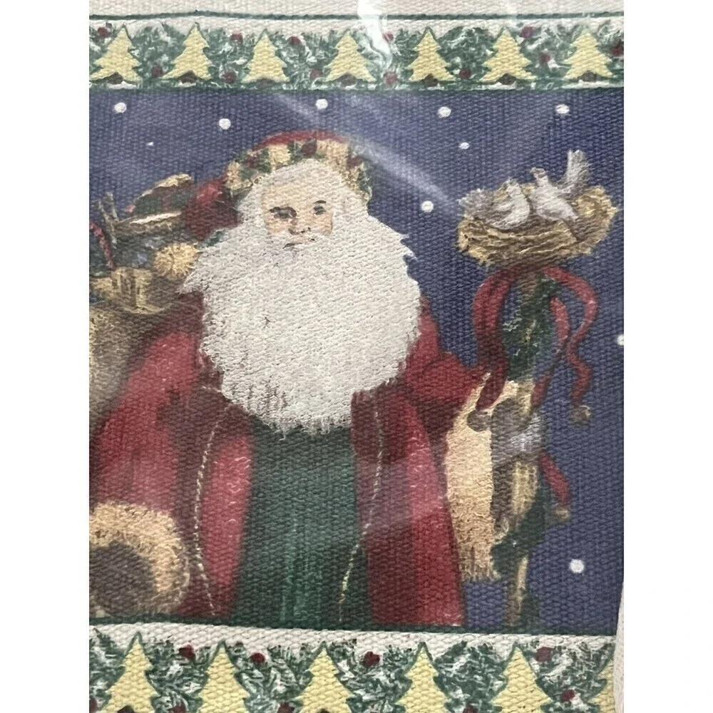Vintage Stevens Linen 4 Placemats Napkins Original Packaging Old World Santa